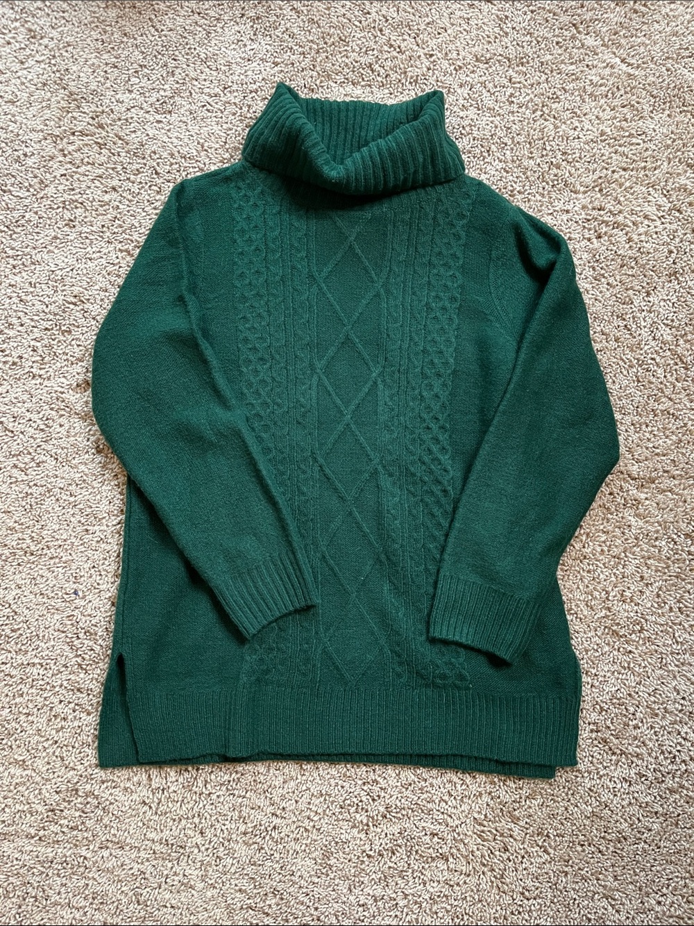 Croft & Barrow Forest Green Cable Knit Turtleneck Sweater Size XL